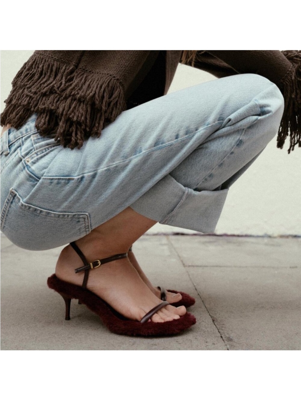 ZARA FAUX FUR SOLE HEELED SANDALS - Picture 2 of 7